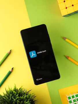 Assam, india - July 5, 2020 : Adobe scan a pdf scanner app.