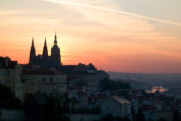 Fototapeta premium St. Vitus Cathedral in Prague just before sunrise