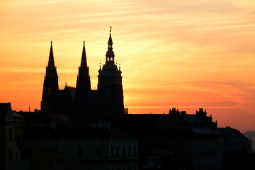 Fototapeta na wymiar St. Vitus Cathedral in Prague just before sunrise