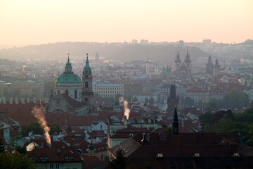 Fototapeta na wymiar Early morning view of Prague from the Strahov monastery