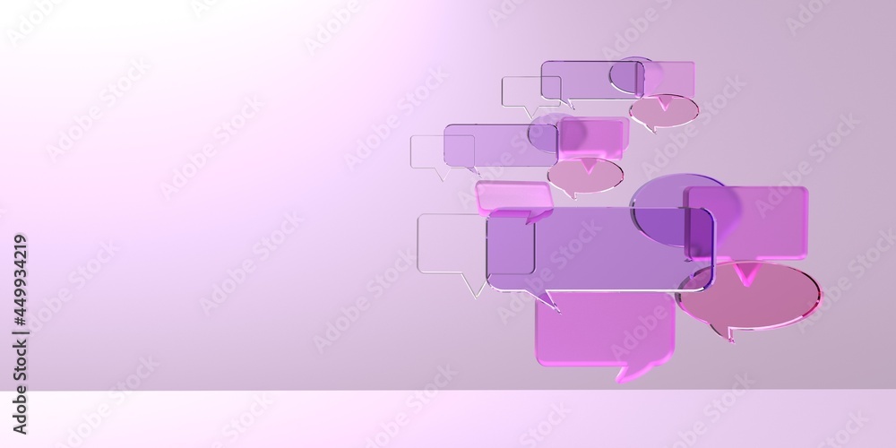 Poster floating speech bubbles - 3d render