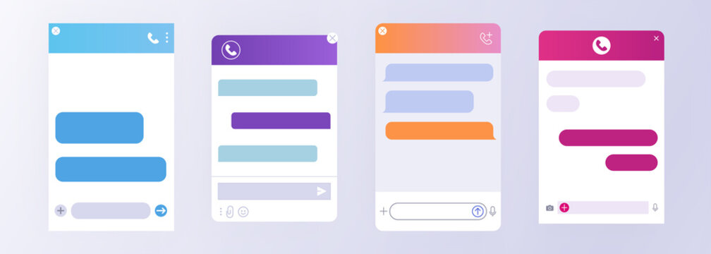 Flat set of chat bot dialoge windows for customer support. Pop-up online window to help the user. AI services for communication in the mobile smartphone app, website. Virtual assistant bot layouts.