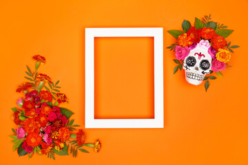 Day of the dead, Dia De Los Muertos, halloween Celebration Background. Sugar Skull calaverita...