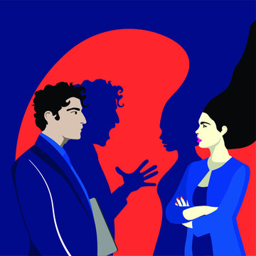 Diversity - Violence Against Women -Businesswoman Manterrupting in Cool Background