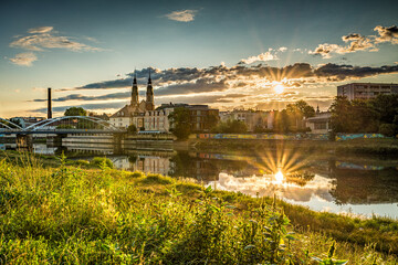 Fototapeta Opole panorama miasta nad Odrą i Most Piastowski obraz