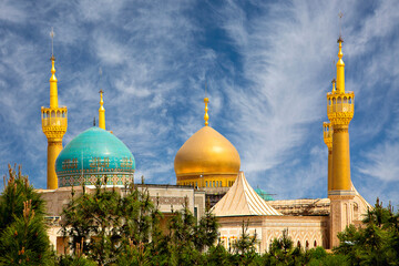 Mausoleum of Khomeini with its gold dome in Tehran, Iran