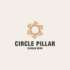 Circle pillar logo template on monogram style