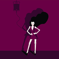 Psychopathology - Mental Health Disorder - Anorexia Nervosa Young woman connected to blood bag