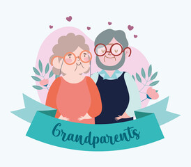 grandparents couple with flowers