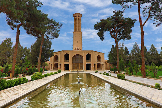 Wind catcher building in Dowlatabad Garden in the old city Yazd, Iran