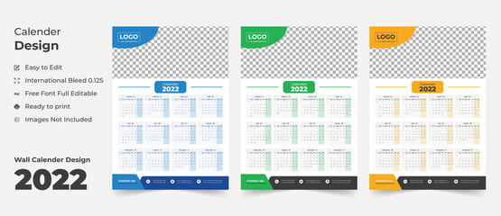 Wall Calendar 2022, Wall calendar design template for 2022, simple, clean, and elegant design Calendar for 2022,2022 wall calendar template design, Wall calendar 2022.