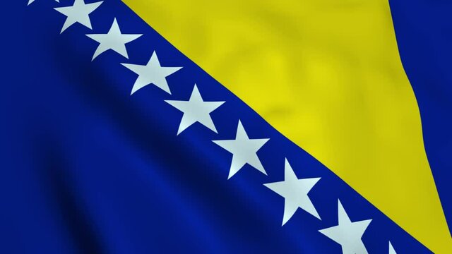 realistic beautiful flag of bosnia and herzegovinafwaving in the wind national in a loop banner emblem symbol patriotic holidays animated 3d background high quality texture