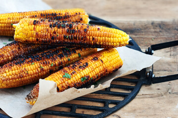 Grilled corn on the cob.