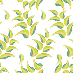 Fototapeta na wymiar Floral motif of beautiful yellow branches with leaves