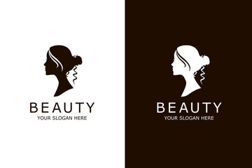 beauty woman hair icons isolated on white and black background
