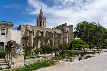 Architecture and gardens of the City of Popes in Avignon, France.