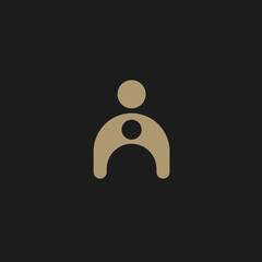 Orphanage logo. Man with child icon. Abstract silhouette vector logotype for awareness problems and illness of children. Children Protection Day, protection and support symbol, vector illustration