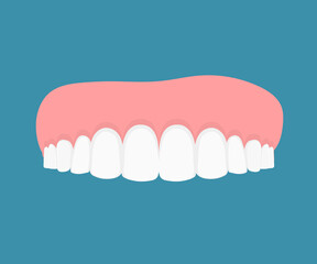 Teeth with dental in flat design. Flat Vector Concept. Dental Clinic, Stomatology Orthodontic Illness, Problem Illustration. Tooth Sickness Treatment, Oral Hygiene
