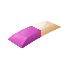 Vector isolated illustration of an eraser for correcting pencil inscriptions and drawings. Office or school supplies and stationery.