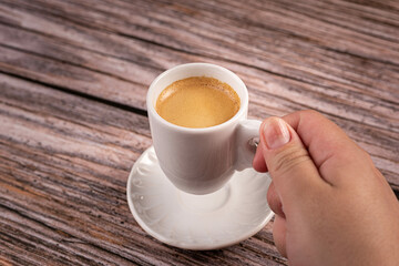 drinking black coffee