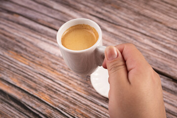 drinking black coffee