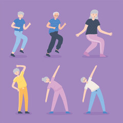 elderly people doing exercise