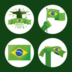 icon set brazil independence day