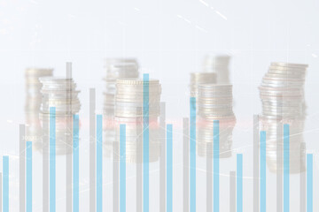 Concept of financial technologies. Trading with blue charts