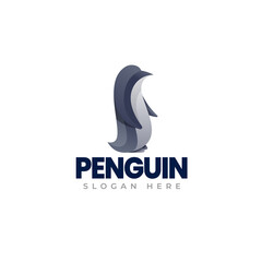 Penguin gradient logo template. Vector illustration