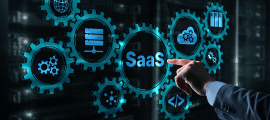 SaaS, Software as a Service. Internet and networking Technology concept