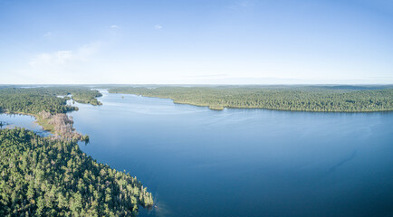 Aerial of wilderness lake