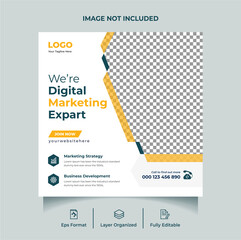 Fototapeta premium Digital marketing agency promotional social media post or editable web banner design template Premium Vector