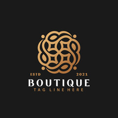 Golden Boutique Flower Ornament Logo Design, Abstract Logos Designs Concept for Template