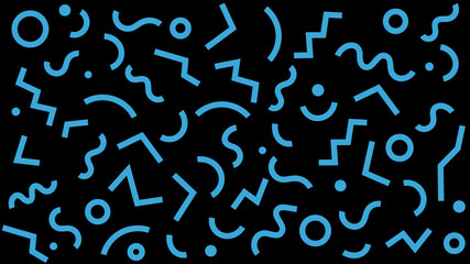 Colorful Geometric Shapes With Squiggly lines and Zig-Zag Background Patterns