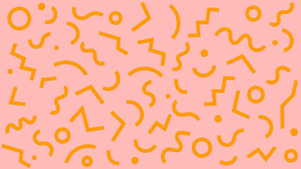 Colorful Geometric Shapes With Squiggly lines and Zig-Zag Background Patterns