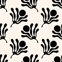 Scandinavian floral seamless pattern. Scandi folk wild flowers ornament. Summer or spring gardening rural print.