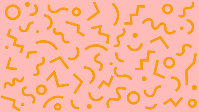 Colorful Geometric Shapes With Squiggly lines and Zig-Zag Background Patterns