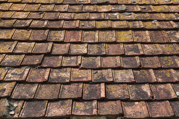 Old roof tiles. Rough textured surface. Background for blank or graphic resource