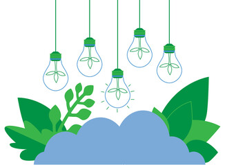 Inspiration innovation idea light bulbs concept vector. Sustainable energy ecofriendly illustration.
