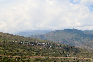 Fototapeta na wymiar panoramic view to ancient town old Goor in Dagestan