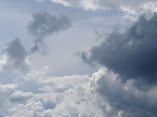 gray and white clouds on a blue sky background
