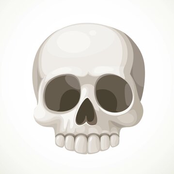 Scary cartoon human skull isolated on a white background