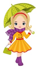 Beautiful Young Blond Girl Holding Umbrella 