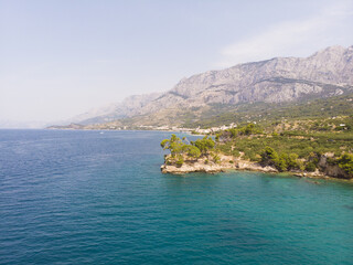 Blue lagoon, island paradise. Beautiful bay near Podgora town, Makarska rivera, Dalmatia, Croatia
