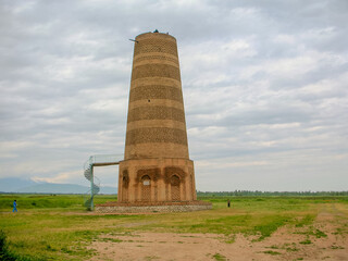Burana Tower in the Chuy Valley, Kyrgyzstan - obrazy, fototapety, plakaty