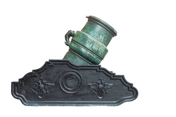 Bronze barrel of a 387 mm siege mortar. Russia. End of the 17th century. Cast iron machine, fake,...