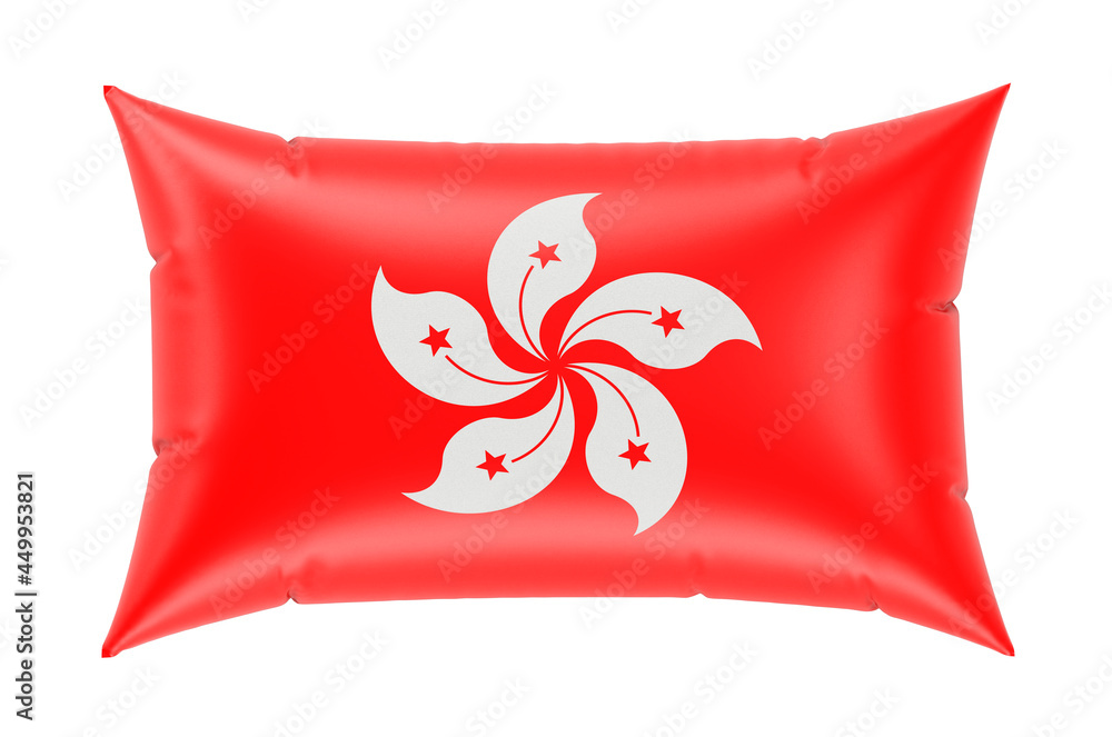 Poster pillow with hong kong flag. 3d rendering