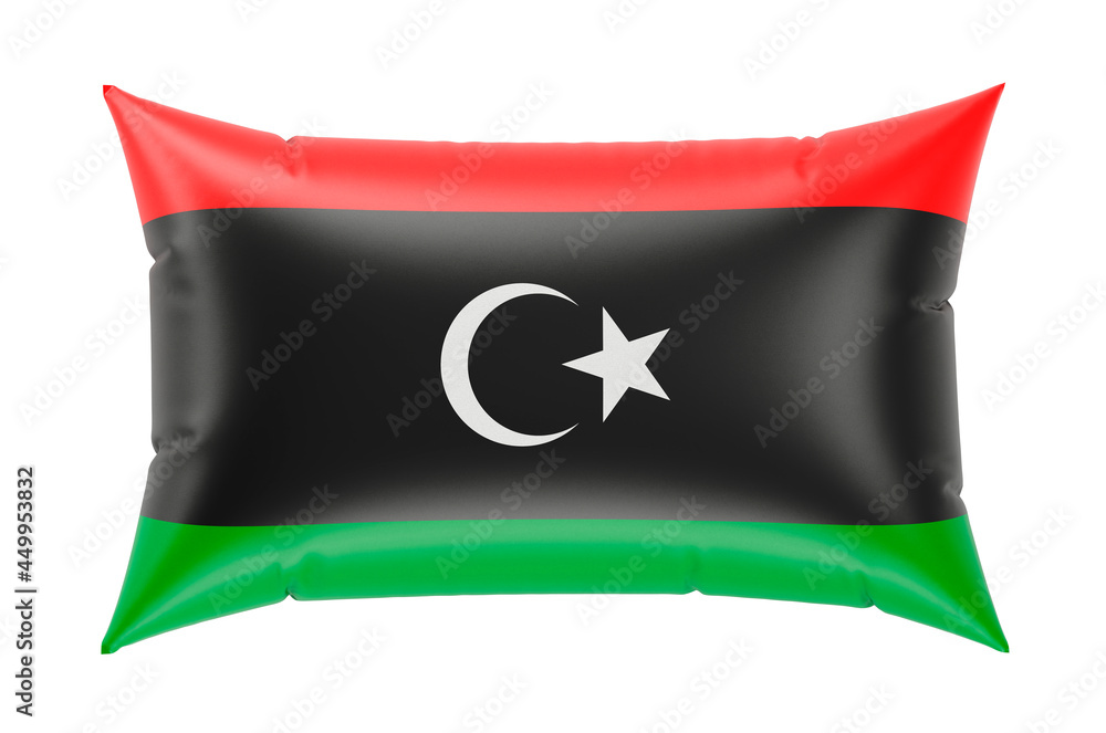 Aufkleber pillow with libyan flag. 3d rendering