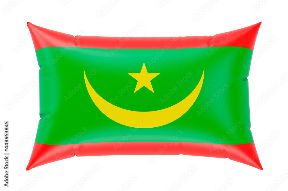 Poster pillow with mauritanian flag. 3d rendering