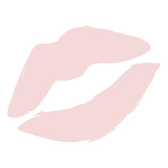 Imprint of pink female lips isolated on white. Vector illustration.